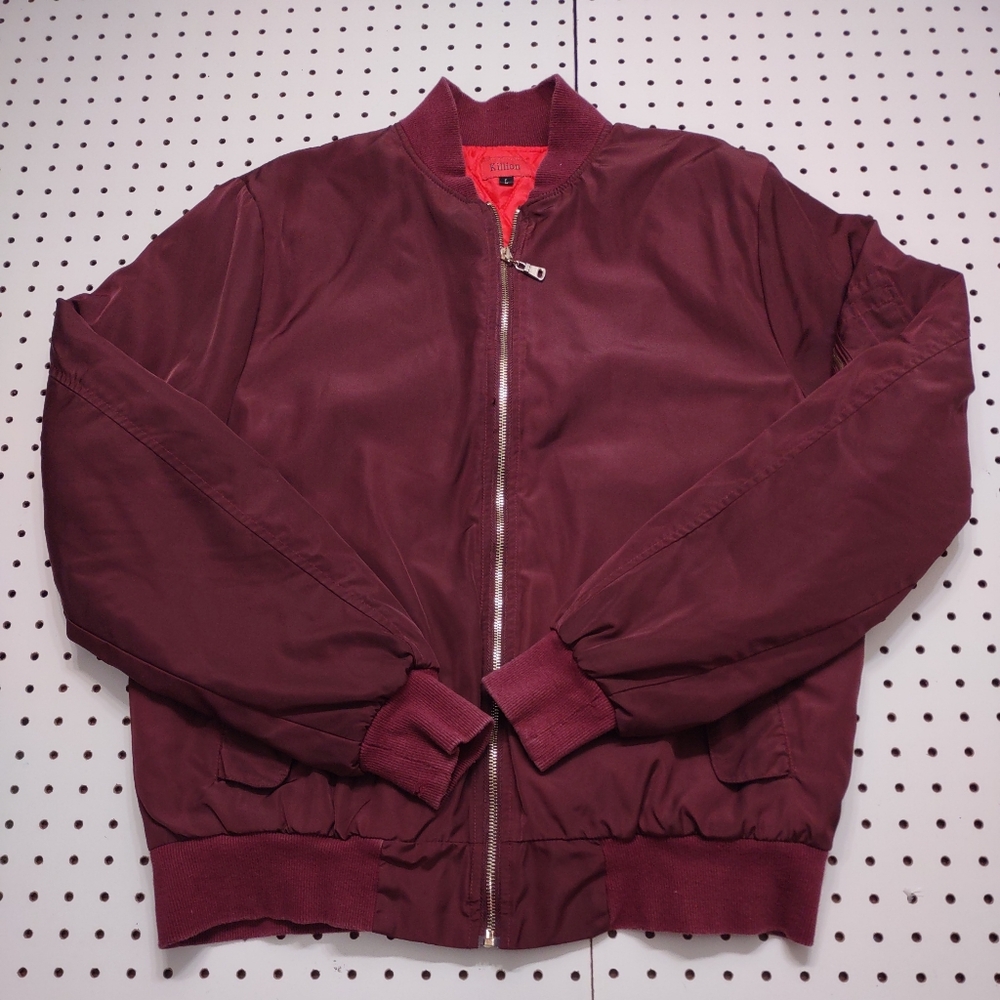 Killion Maroon Quilt Lined Bomber, Size Large